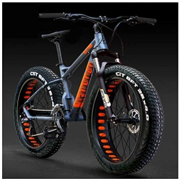 QMMD Fat Tyre Bike QMMD Mountain Bikes 26-Inch, Fat Tire Hardtail Mountain Bike, Adult 27-Speed Mountain Trail Bike, Aluminum Frame, Front Suspension Bicycle, All Terrain Mountain Bike, A Orange Spokes, 27 speed