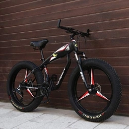 QXX Fat Tyre Bike QXX 26 Inch Hardtail Mountain Bike, Adult Fat Tire Mountain Bicycle, Mechanical Disc Brakes, Front Suspension Men Womens Bikes (Color : Black 3 Spokes, Size : 24 Speed)