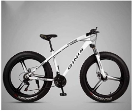 QXX Fat Tyre Bike QXX 26 Inch Mountain Bicycle, High-carbon Steel Frame Fat Tire Mountain Trail Bike, Men's Womens Hardtail Mountain Bike with Dual Disc Brake (Color : White, Size : 30 Speed 3 Spoke)