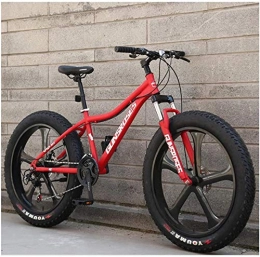 QXX Fat Tyre Bike QXX 26 Inch Mountain Bikes, High-carbon Steel Hardtail Mountain Bike, Fat Tire All Terrain Mountain Bike, Women Men's Anti-Slip Bikes (Color : Red, Size : 24 Speed 5 Spoke)
