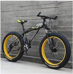 QXX Fat Tyre Bike QXX Adult Mountain Bikes, Boys Girls Fat Tire Mountain Trail Bike, Dual Disc Brake Hardtail Mountain Bike, High-carbon Steel Frame, Bicycle (Color : Yellow a, Size : 24 Inch 24 Speed)