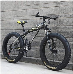 QXX Fat Tyre Bike QXX Adult Mountain Bikes, Boys Girls Fat Tire Mountain Trail Bike, Dual Disc Brake Hardtail Mountain Bike, High-carbon Steel Frame, Bicycle (Color : Yellow B, Size : 24 Inch 21 Speed)