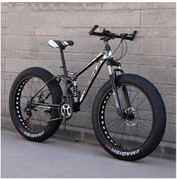 QXX Fat Tyre Bike QXX Adult Mountain Bikes, Fat Tire Dual Disc Brake Hardtail Mountain Bike, Big Wheels Bicycle, High-carbon Steel Frame (Color : New Black, Size : 24 Inch 24 Speed)