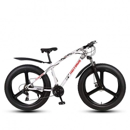 QYL Fat Tyre Bike QYL 26 Inch 27 Speed Adult Mountain Snowmobile Bike, Double Disc Brake Bikes, Upgrade High-Carbon Steel Bold Frame, Aluminum Alloy Wheels, white 2