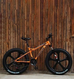 QZ Fat Tyre Bike QZ 26 Inch Magnesium Alloy Integrated Wheels Fat Tire Adult Mountain Bike Double Disc Brake / High-Carbon Steel Frame Cruiser Bikes, Beach Snowmobile Bicycle (Color : Orange, Size : 21 speed)