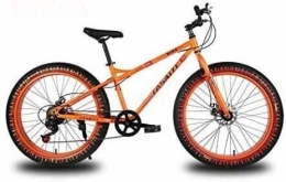 QZ Fat Tyre Bike QZ 26 Inch Mountain Bike for Adults, Dual Disc Brake Fat Tire Mountain Trail Bicycle, Hardtail Mountain Bike, High-Carbon Steel Frame (Color : Orange, Size : 27 speed)