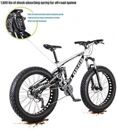 QZ Fat Tyre Bike QZ Adult Fat Tire Mountain Bike, 27 Speed Aluminum Alloy Off-Road Snow Bikes, Oil Pressure Double Disc Brake Beach Cruiser Bicycle, 26 Inch Wheels (Color : White)