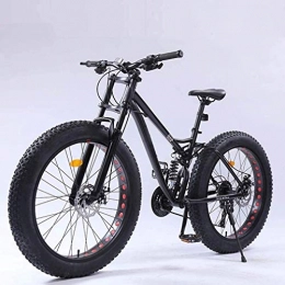 QZ Fat Tyre Bike QZ Adult Fat Tire Mountain Bike, Full Suspension Off-Road Snow Bikes, Double Disc Brake Beach Cruiser Bicycle, Student Highway Bicycles, 26 Inch Wheels (Color : Black, Size : 27 speed)