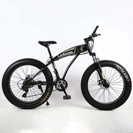 QZ Bike QZ Fat Tire Adult Mountain Bike, Lightweight High-Carbon Steel Frame Cruiser Bikes Beach Snowmobile Mens Bicycle Double Disc Brake 26 Inch Wheels (Color : Black, Size : 21 speed)