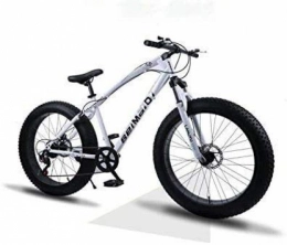 QZ Bike QZ Hardtail Mountain Bikes, Dual Disc Brake Fat Tire Cruiser Bike, High-Carbon Steel Frame, Adjustable Seat Bicycle, Size:26 inch 21 speed (Color : White, Size : 26 inch 24 speed)
