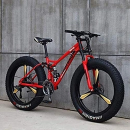 QZ Fat Tyre Bike QZ Mountain Bikes, 4.0 Fat Tire Hardtail Mountain Bike, Dual Suspension Frame And Suspension Fork All Terrain Mountain Bike (Color : Red, Size : 24 speed)