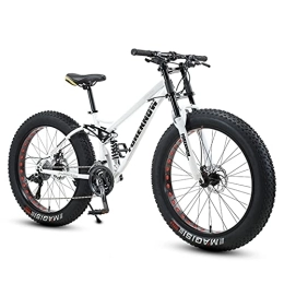 RAUGAJ  RAUGAJ Fat Tire Bike for Men Women, 24-Inch Wheels, 4-Inch Wide Knobby Tires 7 / 21 / 24 / 27 / 30 Speed Beach Snow Mountain Bicycle, Dual-Suspension & Dual Disc Brake / White / 24 Speed