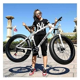 RYP Fat Tyre Bike Road Bikes Bicycle Mountain Bike MTB Adult Beach Snowmobile Bicycles For Men And Women 24IN Wheels Adjustable Speed Double Disc Brake Off-road Bike (Color : White, Size : 7 speed)