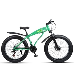 RSTJ-Sjef 26 Inch Fat Tire Mountain Bikes with Double Disc Brake Suspension Fork, 27 Speed Anti-Slip Snow Bike Beach Bike for Adult,Green