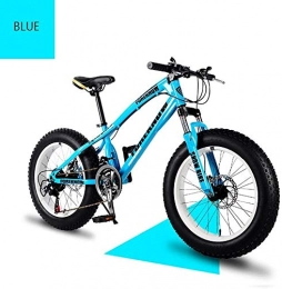 PARTAS Fat Tyre Bike Senior Rider- High Grade Style 'Snow Bike Cycle Fat Tyre, 26 / 24 Inch Double Disc Brake Mountain Snow Beach Fat Tire Variable Speed Bicycle, Blue, 24", Free Wall-mounted Hook 2 PCS