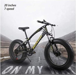 Shirrwoy Fat Tyre Bike Shirrwoy Mountain Bikes with Dual Disc Brake for Adults Men Women, All Terrain Anti-Slip Fat Tire Mountain Bicycle, High-carbon Steel Mountain Trail Bike, 26 Inch 7 Speed, Black, 26 inch