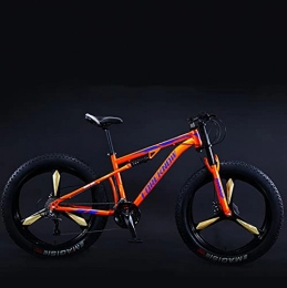 SHUI Fat Tyre Bike SHUI Mountain Bikes, 26‘’Fat Tire Hardtail Mountain Bike, Men's and Women's Universal Dual Suspension Frame and Suspension Fork All Terrain Mountain Bike 3 orange wheels- 24SPD