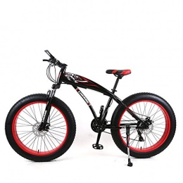 SIER Fat Tyre Bike SIER 24 inch mountain bike snowmobile wide tire disc shock absorber student bicycle 21 speed gear for 145CM-175cm, Red
