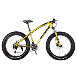 TYSYA Fat Tyre Bike Snow Bicycles 26 Inches All Terrain Mountain Bike Fat Tire 27 Speed Double Disc Brake Sandy City Bike, Gold