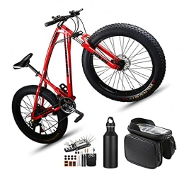  Fat Tyre Bike Snow Bike 26" Mountain Bikes7 Speed Bicycle, Adult Fat Tire Mountain Trail Bike(Send bicycle gifts), Red