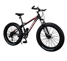 AMhuui Fat Tyre Bike Snowmobile, 24 Inch Adult Mountain Bike Upgrade High-Carbon Steel Frame, Aluminum Alloy Wheels Wide Tire, Disc Brake, Shock Absorber Student Bicycle Tire Brakes