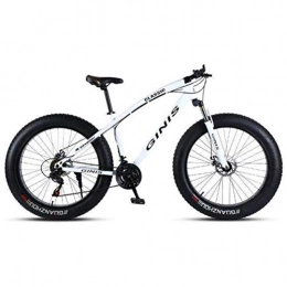 Tbagem-Yjr Fat Tyre Bike Tbagem-Yjr Off-road Beach Snowmobile Ultra-wide Tire Mountain Bike - 26 Inch Wheel City Road Bicycle (Color : White, Size : 7 speed)