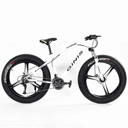 DJYD Fat Tyre Bike Teens Mountain Bikes, 21-Speed 24 Inch Fat Tire Bicycle, High-carbon Steel Frame Hardtail Mountain Bike with Dual Disc Brake, Yellow, 5 Spoke FDWFN (Color : White)