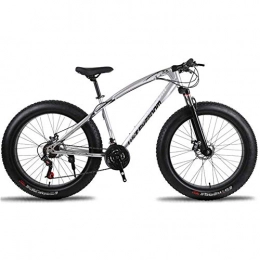 Ti-Fa Fat Tyre Bike Ti-Fa Fat Bike 26" mountain Bike for adults High-carbon Steel Frame Double Disc Brake Suspension Fork Rear Suspension Anti-Slip for city beach or the snow, Silver, 7 speed