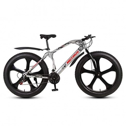 TriGold Fat Tyre Bike TriGold Double Disc Brake Anti Slip Bicycle 5 Spoke Wheels, Snow Bike 26 Inch Speed, Outroad Fat Tire Mountain Bike Men-Silver 21 Speed