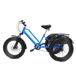 UPIKIT Fat Tyre Bike UPIKIT Adult Fat Tyre Tricycle 24 Inch 7-Speed Adjustable Tricycle 3 Wheel Bicycle Elderly Snow Tricycle With Shopping Basket Daily Riding Carrying Goods, 24 inch, Blue