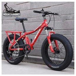 USMASK  USMASK Women Hardtail Mountain Trail Bike 20 inch with Dual Disc Brake, Girls All Terrain Anti-Slip Front Suspension Fat Tire High-Carbon Steel Mountain Bicycle, Adjustable Seat / Red / 7 Speed