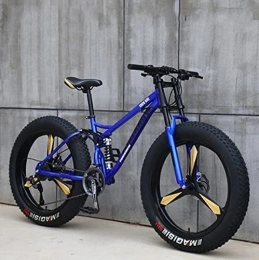 UYHF  UYHF Mountain Bikes, 26 Inch Fat Tire Hardtail Mountain Bike, Dual Suspension Frame and Suspension Fork All Terrain Mountain Bike blue- 24 speed