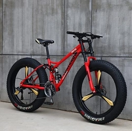 UYHF  UYHF Mountain Bikes, 26 Inch Fat Tire Hardtail Mountain Bike, Dual Suspension Frame and Suspension Fork All Terrain Mountain Bike red- 27 speed