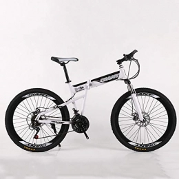 VANYA Fat Tyre Bike VANYA Variable Speed Folding Mountain Bike 30 Speed Commuter Bicycle Suspension Double Disc Brake 24 / 26 Inch Optional, White, 24inches