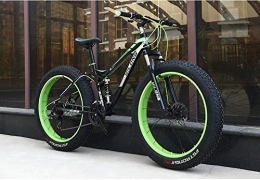 W&HH SHOP Dual-Suspension Mountain Bikes with Dual Disc Brake, All Terrain Anti-Slip Fat Tire Mountain Bicycle MTB, High-carbon Steel Mountain Trail Bike,Green,26 Inch 21 Speed