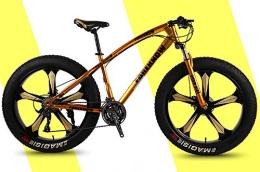 WANG-L Bike WANG-L 26 Inch Mountain Bikes For Men Women 4.0 Fat Tire Double Disc Brake Variable Speed Snowfield Beach MTB Bicycle, Gold-26inch / 27speed