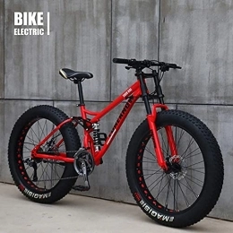 WBDZ Outdoor Mountain Bike 26 Inch (66 Cm) Adult Fat Mountain Bike 21 Speed Bicycle Carbon Steel Frame Double Full Suspension Double Disc Brake Orange/cyan