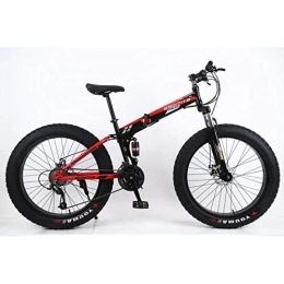 WEHOLY Fat Tyre Bike WEHOLY Folding 26" Alloy Folding Mountain Bike 27 Speed Dual Suspension 4.0Inch Fat Tire Bicycle Can Cycling On Snow, Mountains, Roads, Beaches, Etc