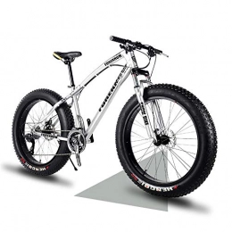 Wind Greeting Fat Tyre Bike Wind Greeting 24" Mountain Bikes, 24 Speed Bicycle, Adult Fat Tire Mountain Trail Bike, Snow Bike, High-carbon Steel Frame Dual Full Suspension Dual Disc Brake (Silver)