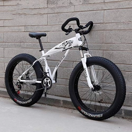 WJH Fat Tyre Bike WJH Adult Mountain Bikes, Frame Fat Tire Dual-Suspension Mountain Bicycle, High-carbon Steel Frame, All Terrain Mountain Bike, 26" Red, 27 Speed, White, 27speed 24 inches