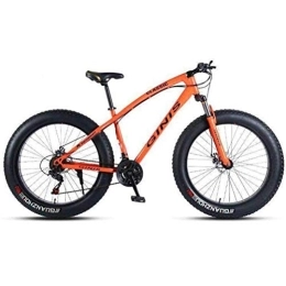 WJSW Fat Tyre Bike WJSW Hardtail Mountain Bikes - 26 Inch High-carbon Steel Dual Disc Brakes Sports Leisure City Road Bicycle (Color : Orange, Size : 7 speed)