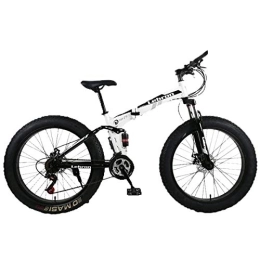WJSW Fat Tyre Bike WJSW Steel Folding Mountain Bike 26" Bicycles Unisex Dual Suspension 4.0Inch Fat Tire Bicycle Can Cycling On Snow, Mountains, Roads, Beaches, Etc, Black