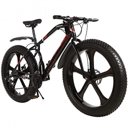 WLWLEO Fat Tyre Bike WLWLEO 26 inch Mountain Bike for Mens Adults, Beach Snow Fat Tire Bike, Off-Road Bicycle with Suspension Fork, Anti-Slip Sand Bike for Commute Travel Exercise Sport, Black, 27 speed