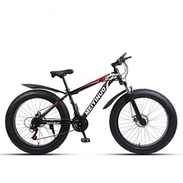 WLWLEO Fat Tyre Bike WLWLEO 26 Inch Mountain Bike for Mens Fat Tire Beach Snow Bike Hard Tail Mountain Bicycle with Shock-absorbing Front Fork, Double Disc Brake, All Terrain MTB, D, 24 speed