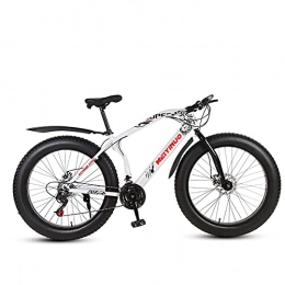 WLWLEO Fat Tyre Bike WLWLEO Fat Tire Snow Bike - Mens 26 inch Mountain Bike Bicycle 4 inch Wide Tire, Suspension Fork Dual Disc Brakes MTB, Outdoors Sport Cycling, White, 21 speed