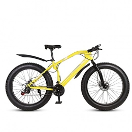 WLWLEO Fat Tyre Bike WLWLEO Fat Tire Snow Bike - Mens 26 inch Mountain Bike Bicycle 4 inch Wide Tire, Suspension Fork Dual Disc Brakes MTB, Outdoors Sport Cycling, Yellow, 24 speed