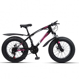 WLWLEO Bike WLWLEO Mountain Bike 20 inch Fat Tire Beach Snow Bike, Carbon Steel Frame, Dual Disc Brakes, Suspension Fork, 21 / 24 / 27 Speed, Outdoor Offroad Bicycle for Teens Students Adults, Purple, 24 speed