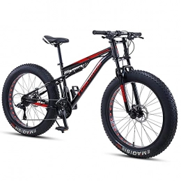WOGQX Bike WOGQX 26-Inch 27 Speed All-Terrain Fat Tire Mountain Bike, High Carbon Steel Frame, Mechanical Dual Disc Brakes, Full Suspension MTB with Height-Adjustable Seat