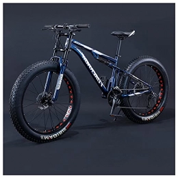 WOGQX Bike WOGQX 26 Inch 27 Speed Fat Tire Bike, Mountain Bike with 4 Inch Wide Tire, Full Suspension Fork Dual Disc Brakes MTB, Beach Snow Mountain Bicycle with Adjustable Seat