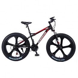 WQY Fat Tyre Bike WQY 26 Inch Mountain Bike 4.0 Fat Tire Mountain Bicycle Double Disc Brake Bike High Carbon Steel 7 / 21 / 24 / 24 Speed Bike, Red, 7 speed